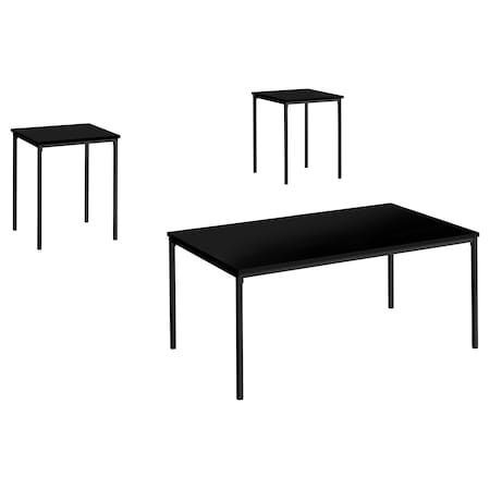 Monarch Specialties Table Set, 3pcs Set, Coffee, End, Black Metal, Black Laminate, Contemporary, Modern I 7894P